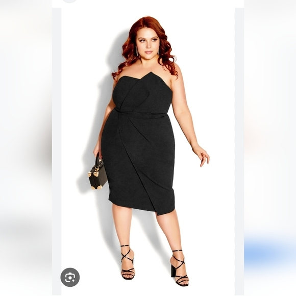 City Chi Plus Size  Enchant Dress black asymmetrical strapless convertible 16W - Picture 1 of 13